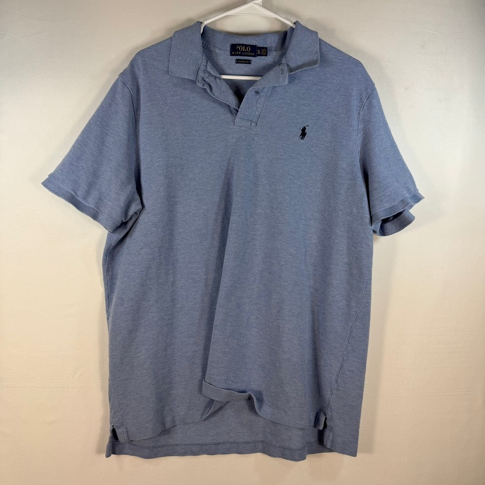 Polo Ralph Lauren Mens XL Classic Fit Short Sleeve Cotton Polo Shirt Light Blue